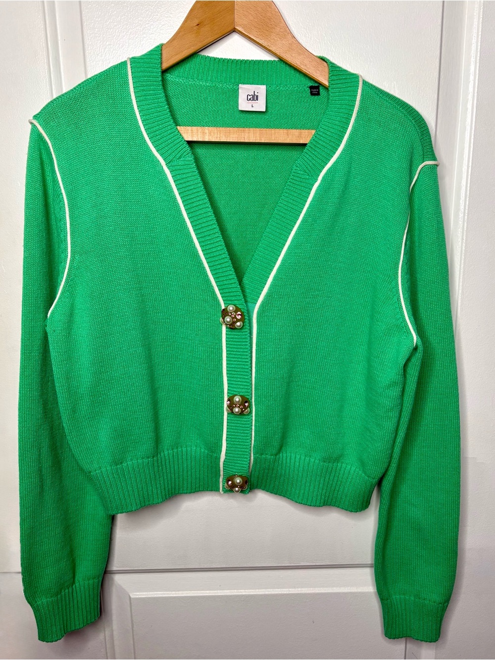 Cabi Wallis Cropped Cardigan Julep Green